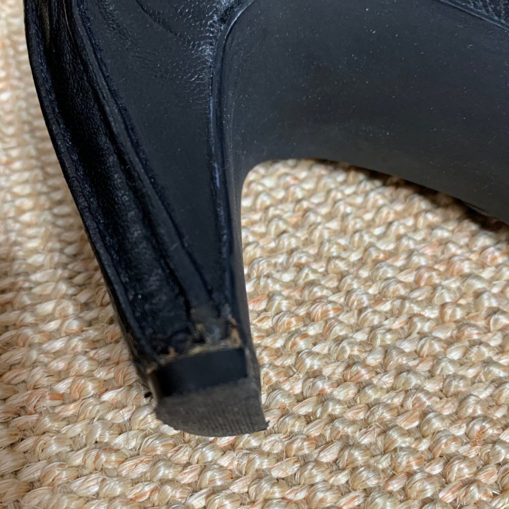 Size 7.5 Tsubo Womens Knee High Pleated Boots - Black Leather - Picture 9 of 12